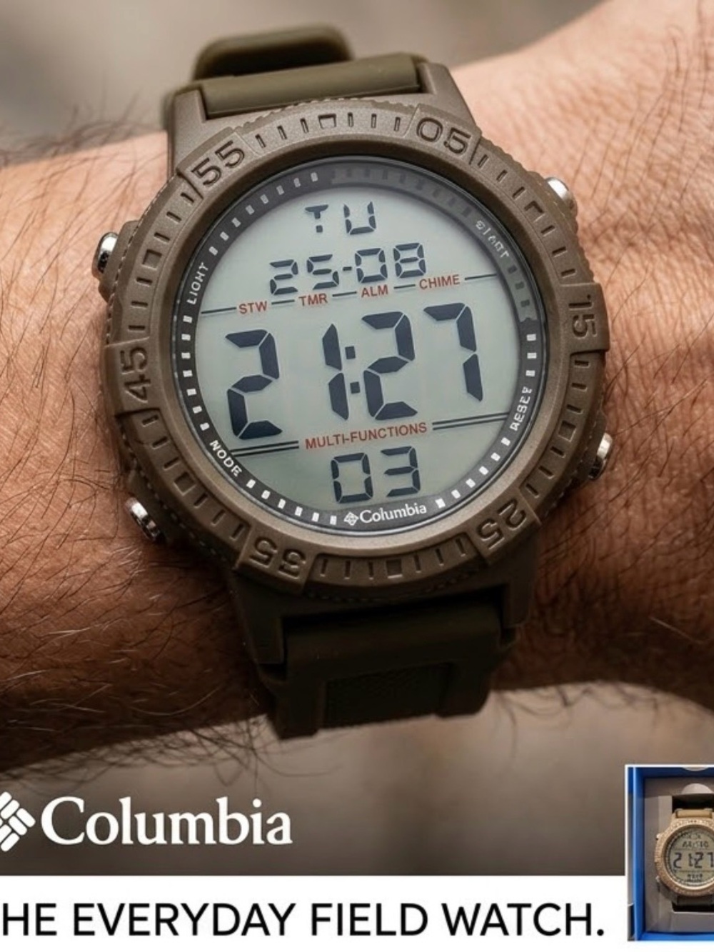 Columbia Peak Patrol Quartz Digital Dial Olive Green Strap Men's Watch CSS14-002